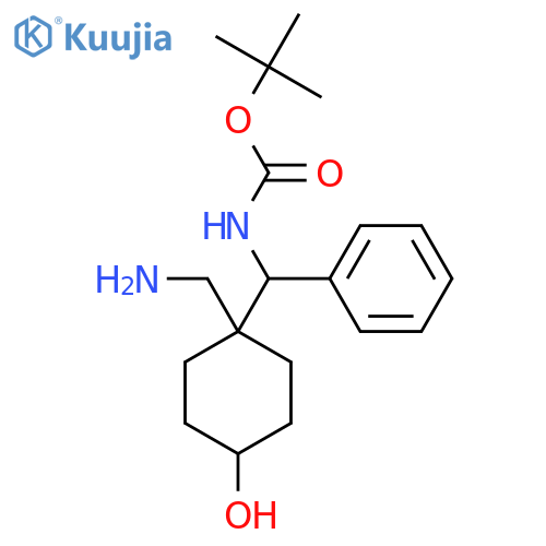 tert-butyl N-{1-(aminomethyl)-4-hydroxycyclohexyl(phenyl)methyl}carbamate structure