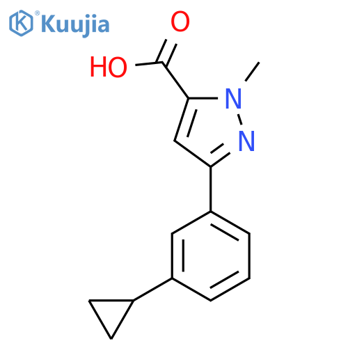 3-(3-cyclopropylphenyl)-1-methyl-1H-pyrazole-5-carboxylic acid structure