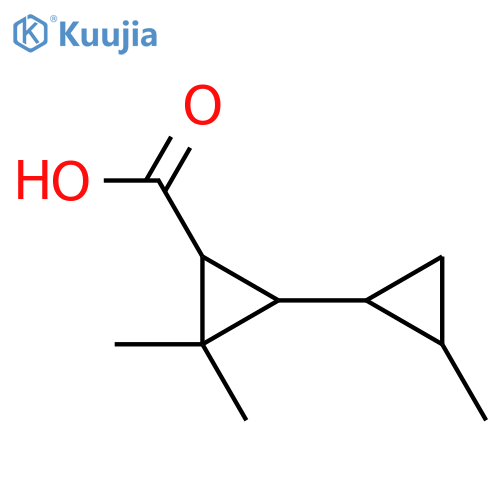 2,2-dimethyl-3-(2-methylcyclopropyl)cyclopropane-1-carboxylic acid structure