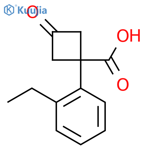 1-(2-ethylphenyl)-3-oxocyclobutane-1-carboxylic acid structure
