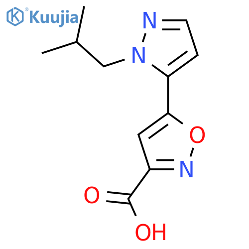 5-1-(2-methylpropyl)-1H-pyrazol-5-yl-1,2-oxazole-3-carboxylic acid structure