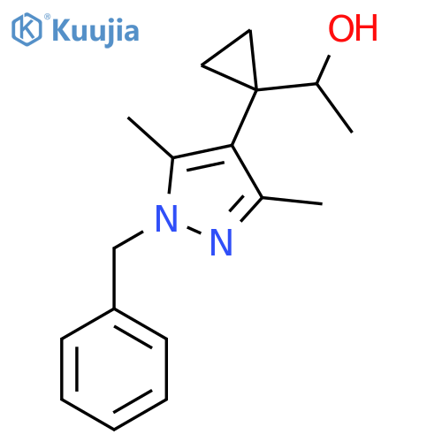 1-1-(1-benzyl-3,5-dimethyl-1H-pyrazol-4-yl)cyclopropylethan-1-ol structure