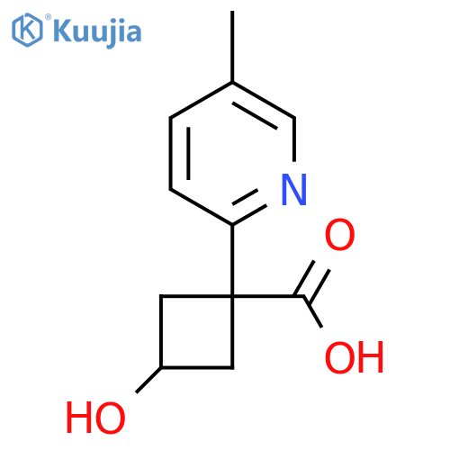 3-hydroxy-1-(5-methylpyridin-2-yl)cyclobutane-1-carboxylic acid structure