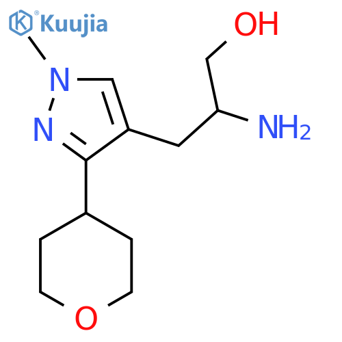 2-amino-3-1-methyl-3-(oxan-4-yl)-1H-pyrazol-4-ylpropan-1-ol structure