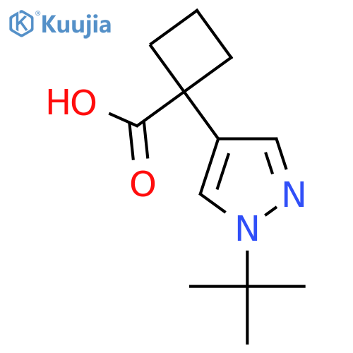 1-(1-tert-butyl-1H-pyrazol-4-yl)cyclobutane-1-carboxylic acid structure