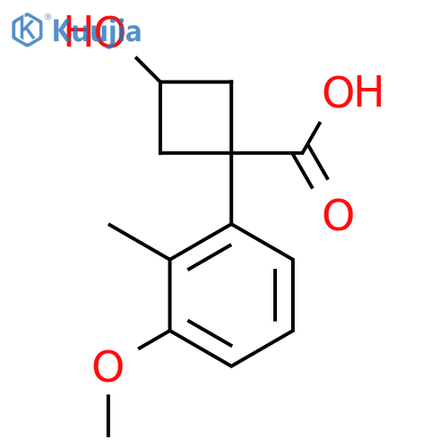 3-hydroxy-1-(3-methoxy-2-methylphenyl)cyclobutane-1-carboxylic acid structure