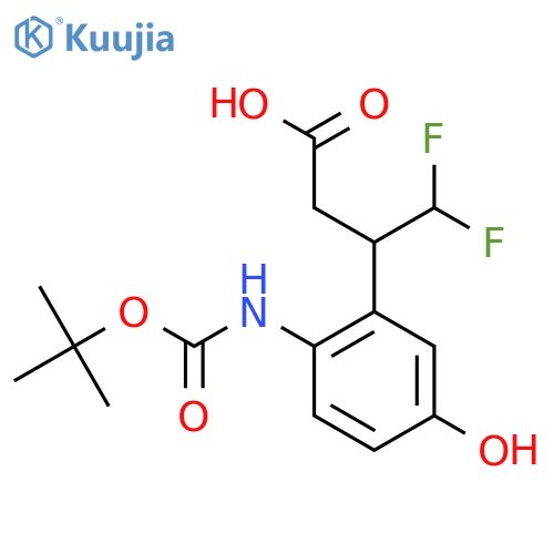 3-(2-{(tert-butoxy)carbonylamino}-5-hydroxyphenyl)-4,4-difluorobutanoic acid structure
