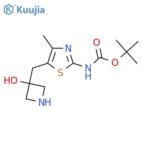 tert-butyl N-{5-(3-hydroxyazetidin-3-yl)methyl-4-methyl-1,3-thiazol-2-yl}carbamate structure