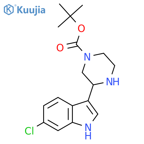 tert-butyl 3-(6-chloro-1H-indol-3-yl)piperazine-1-carboxylate structure