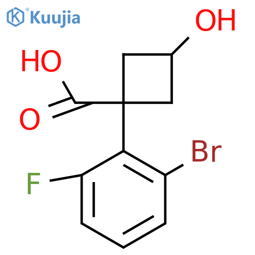1-(2-Bromo-6-fluorophenyl)-3-hydroxycyclobutane-1-carboxylic acid structure