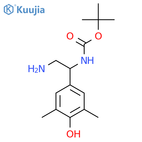tert-butyl N-2-amino-1-(4-hydroxy-3,5-dimethylphenyl)ethylcarbamate structure