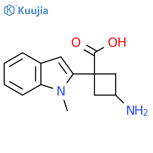 3-amino-1-(1-methyl-1H-indol-2-yl)cyclobutane-1-carboxylic acid structure