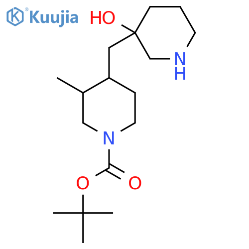 tert-butyl 4-(3-hydroxypiperidin-3-yl)methyl-3-methylpiperidine-1-carboxylate structure