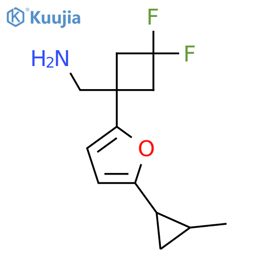 {3,3-difluoro-1-5-(2-methylcyclopropyl)furan-2-ylcyclobutyl}methanamine structure