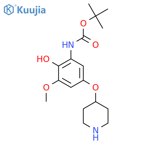 tert-butyl N-2-hydroxy-3-methoxy-5-(piperidin-4-yloxy)phenylcarbamate structure