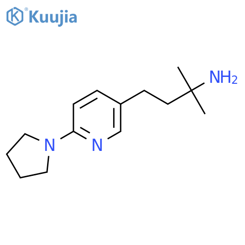 2-methyl-4-6-(pyrrolidin-1-yl)pyridin-3-ylbutan-2-amine structure