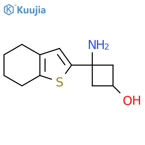 3-amino-3-(4,5,6,7-tetrahydro-1-benzothiophen-2-yl)cyclobutan-1-ol structure