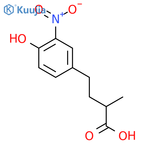 4-(4-hydroxy-3-nitrophenyl)-2-methylbutanoic acid structure