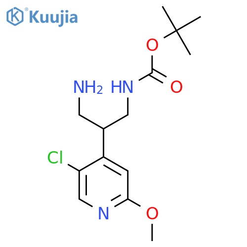tert-butyl N-3-amino-2-(5-chloro-2-methoxypyridin-4-yl)propylcarbamate structure