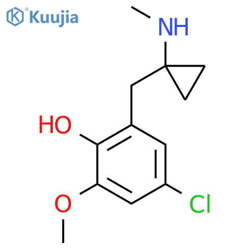 4-chloro-2-methoxy-6-{1-(methylamino)cyclopropylmethyl}phenol structure