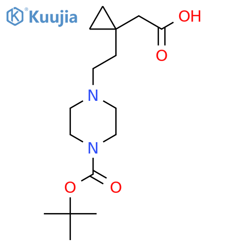 2-1-(2-{4-(tert-butoxy)carbonylpiperazin-1-yl}ethyl)cyclopropylacetic acid structure