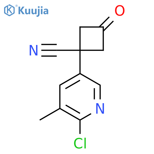 1-(6-chloro-5-methylpyridin-3-yl)-3-oxocyclobutane-1-carbonitrile structure