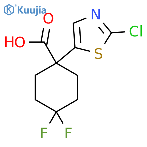 1-(2-chloro-1,3-thiazol-5-yl)-4,4-difluorocyclohexane-1-carboxylic acid structure