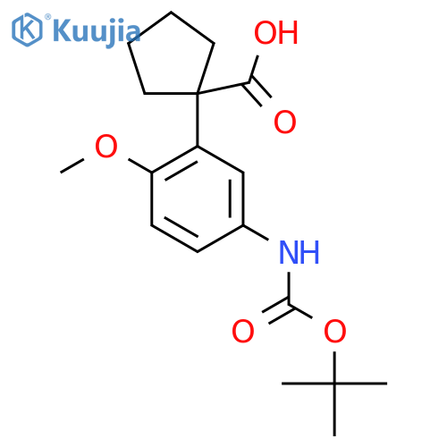 1-(5-{(tert-butoxy)carbonylamino}-2-methoxyphenyl)cyclopentane-1-carboxylic acid structure