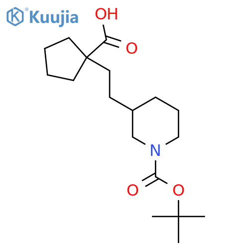 1-(2-{1-(tert-butoxy)carbonylpiperidin-3-yl}ethyl)cyclopentane-1-carboxylic acid structure