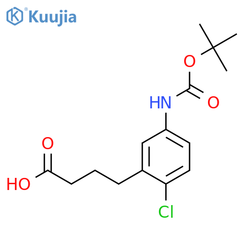 4-(5-{(tert-butoxy)carbonylamino}-2-chlorophenyl)butanoic acid structure