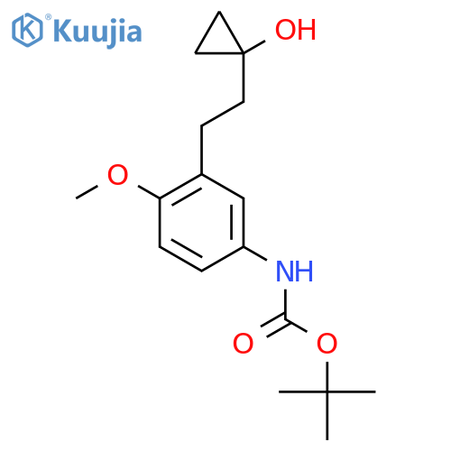 tert-butyl N-{3-2-(1-hydroxycyclopropyl)ethyl-4-methoxyphenyl}carbamate structure