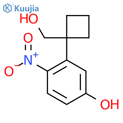 3-1-(hydroxymethyl)cyclobutyl-4-nitrophenol structure