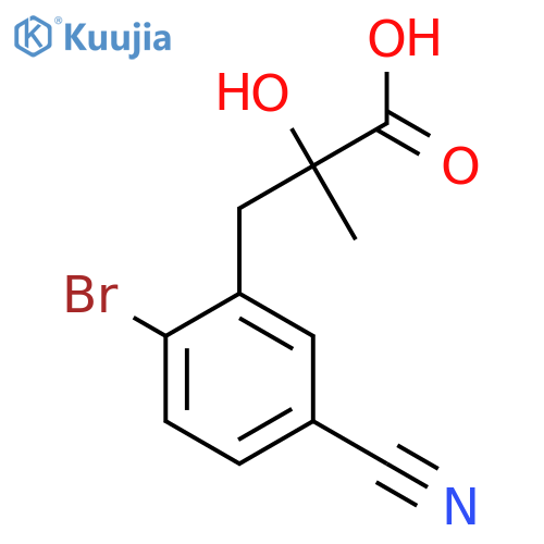 3-(2-bromo-5-cyanophenyl)-2-hydroxy-2-methylpropanoic acid structure