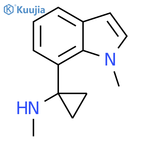 N-methyl-1-(1-methyl-1H-indol-7-yl)cyclopropan-1-amine structure