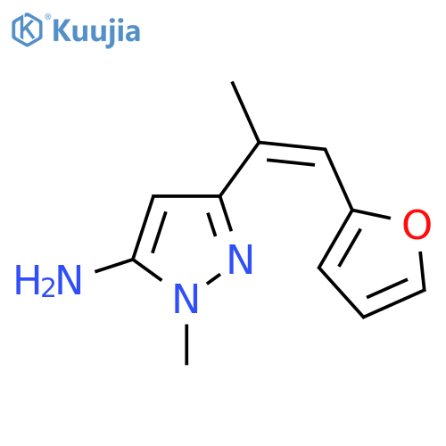 3-1-(furan-2-yl)prop-1-en-2-yl-1-methyl-1H-pyrazol-5-amine structure