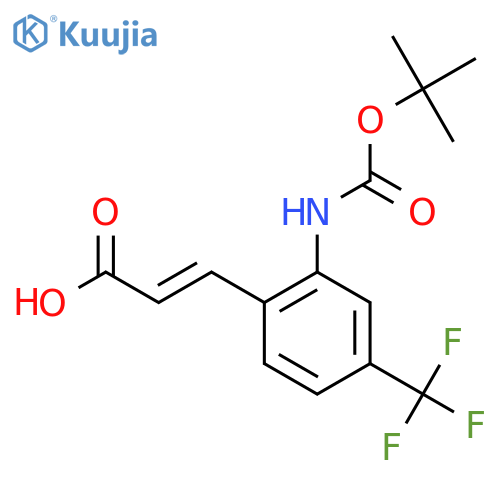 3-(2-{(tert-butoxy)carbonylamino}-4-(trifluoromethyl)phenyl)prop-2-enoic acid structure