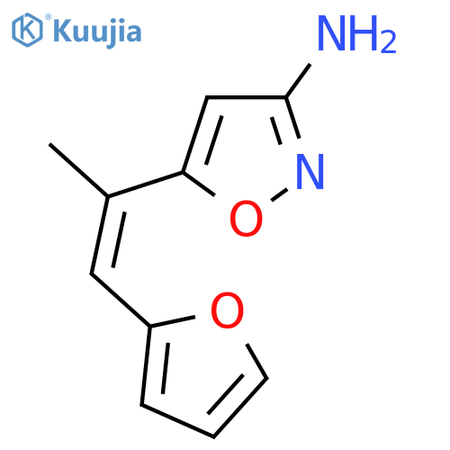 5-1-(furan-2-yl)prop-1-en-2-yl-1,2-oxazol-3-amine structure