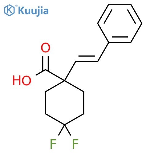 4,4-Difluoro-1-(2-phenylethenyl)cyclohexane-1-carboxylic acid structure