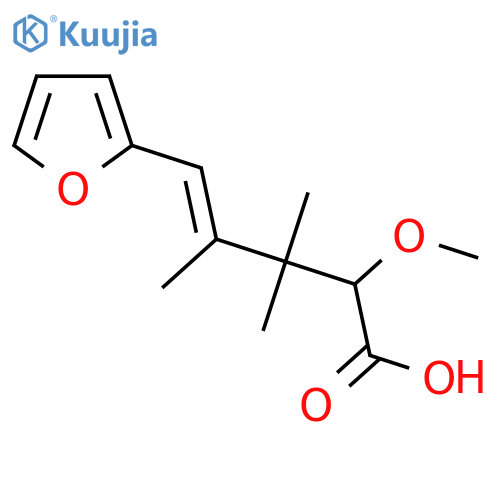 5-(furan-2-yl)-2-methoxy-3,3,4-trimethylpent-4-enoic acid structure