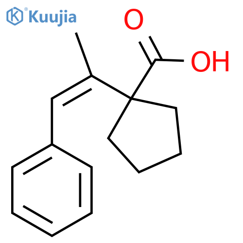 1-(1-phenylprop-1-en-2-yl)cyclopentane-1-carboxylic acid structure