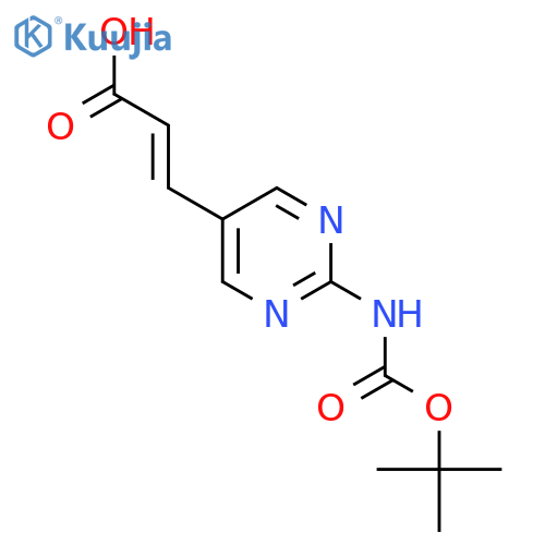 3-(2-{(tert-butoxy)carbonylamino}pyrimidin-5-yl)prop-2-enoic acid structure