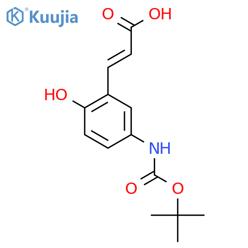 3-(5-{(tert-butoxy)carbonylamino}-2-hydroxyphenyl)prop-2-enoic acid structure