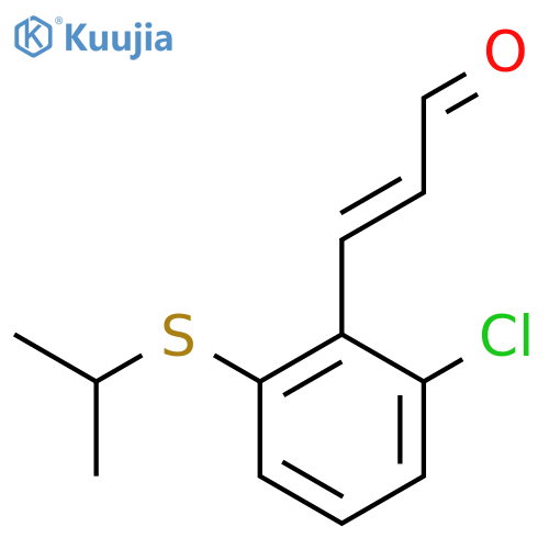 3-2-chloro-6-(propan-2-ylsulfanyl)phenylprop-2-enal structure