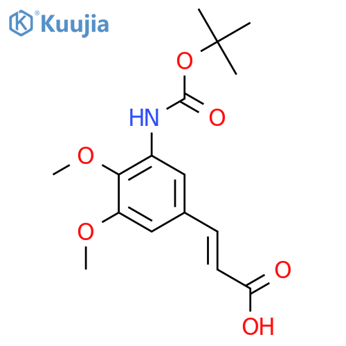 3-(3-{(tert-butoxy)carbonylamino}-4,5-dimethoxyphenyl)prop-2-enoic acid structure