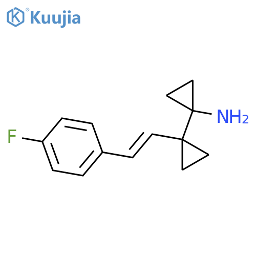 1-{1-2-(4-fluorophenyl)ethenylcyclopropyl}cyclopropan-1-amine structure