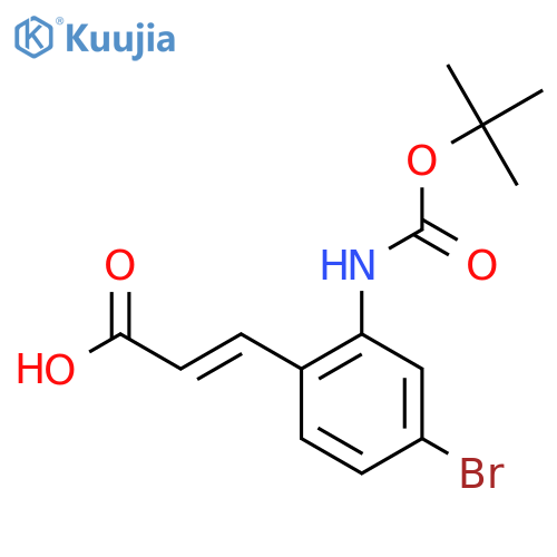 3-(4-bromo-2-{(tert-butoxy)carbonylamino}phenyl)prop-2-enoic acid structure