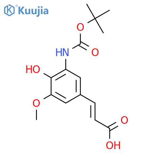 3-(3-{(tert-butoxy)carbonylamino}-4-hydroxy-5-methoxyphenyl)prop-2-enoic acid structure