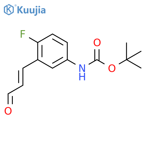tert-butyl N-4-fluoro-3-(3-oxoprop-1-en-1-yl)phenylcarbamate structure