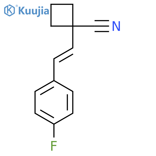 1-2-(4-fluorophenyl)ethenylcyclobutane-1-carbonitrile structure