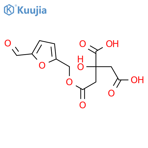 1,2,3-Propanetricarboxylicacid, 2-hydroxy-, 1-[(5-formyl-2-furanyl)methyl] ester structure